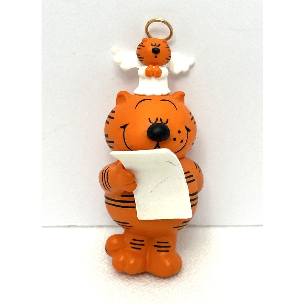 Hallmark Heathcliff Christmas Ornament Cat & Angel Vintage 3" H 1986 Cartoon